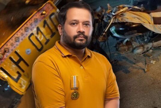 Karachi Accident: Two Bikers Injured as Vigo Tied to Zafar Abbas Hits Motorcycle zafar-abbas-black-vigo